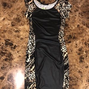Black and cream leopard print dress